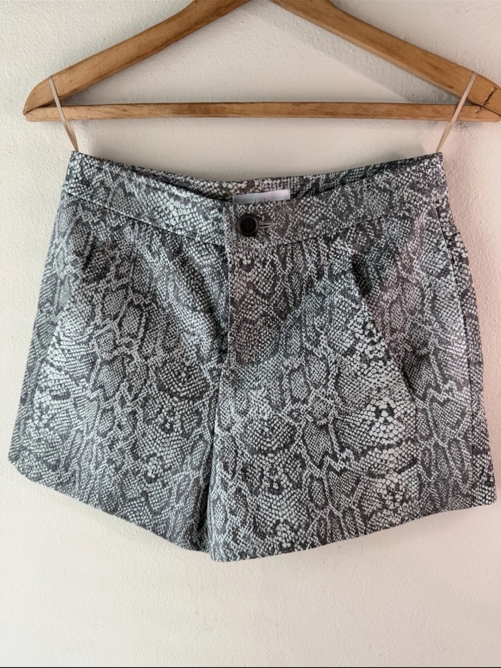 Joie Snake-Print Shorts in Gray and White